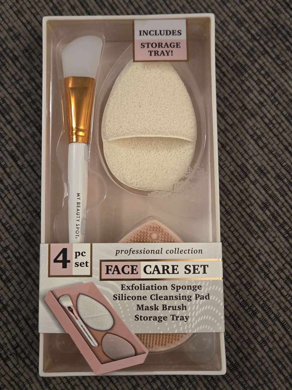 My Beauty Spot White & Gold Face Care Set with Pink Silicone Tray